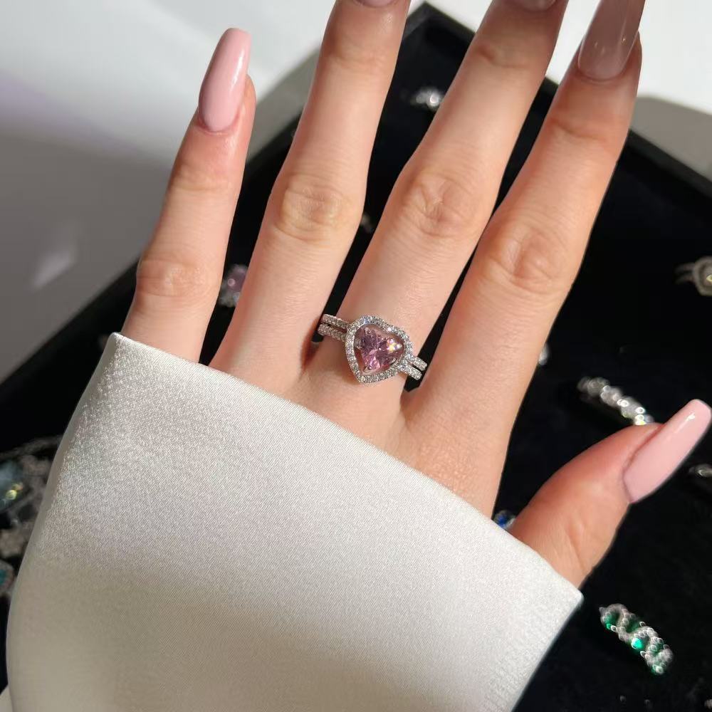 Bague coeur en argent sterling inséparable