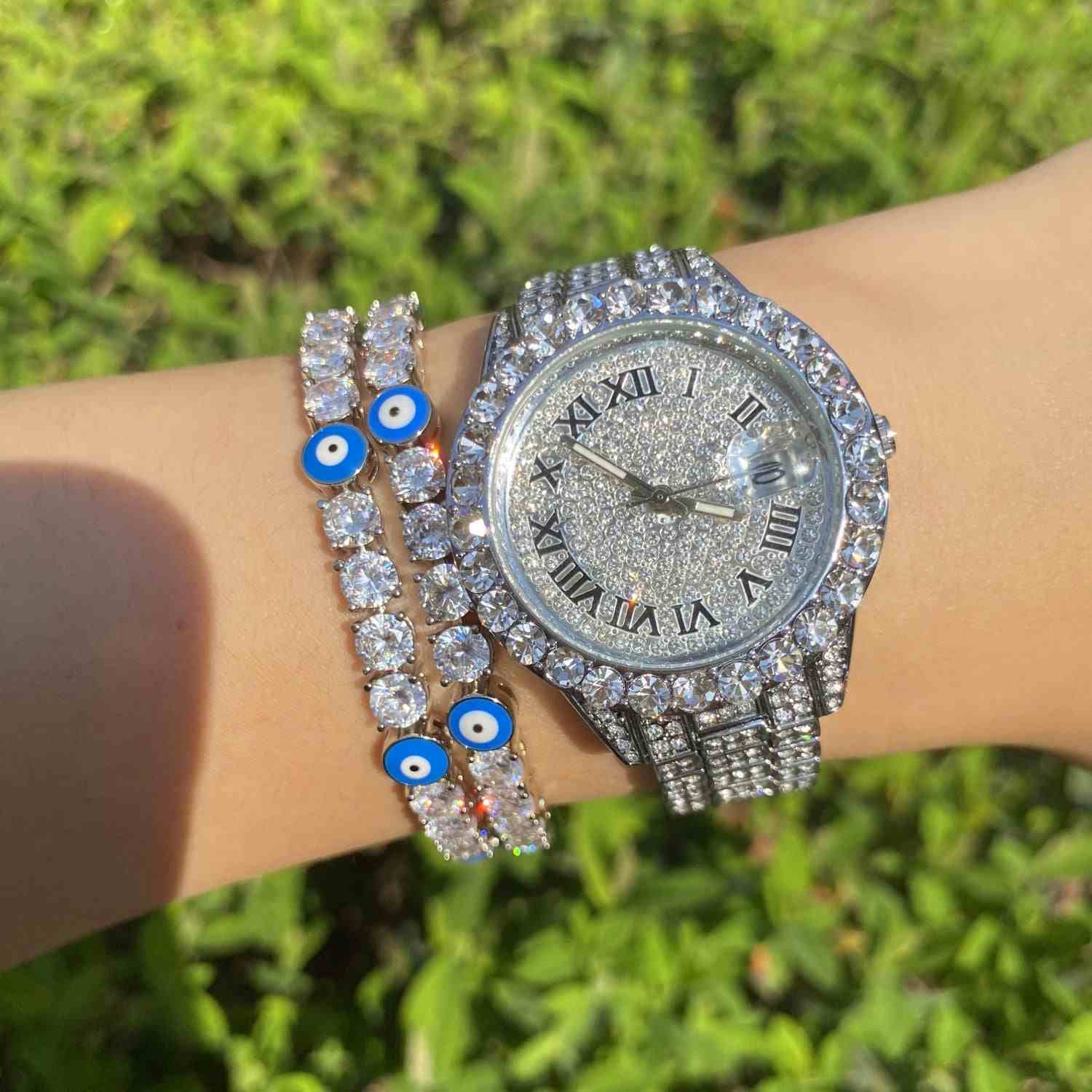 Bracelet en argent sterling mauvais œil