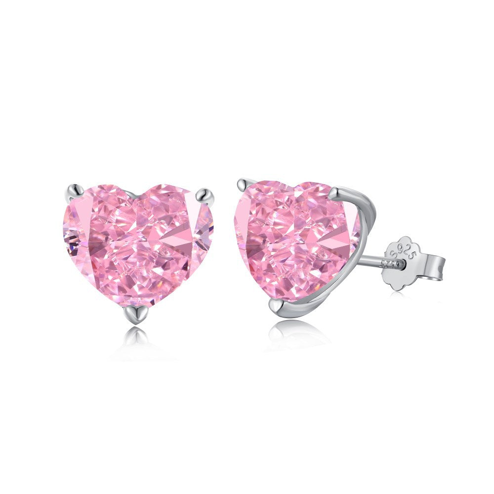 5CT Heart Zircon Sterling Silver Earrings