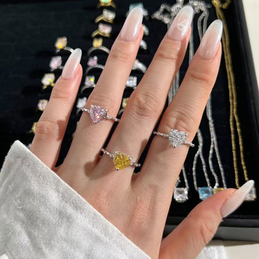 Bague en argent sterling coeur d'amour précieux