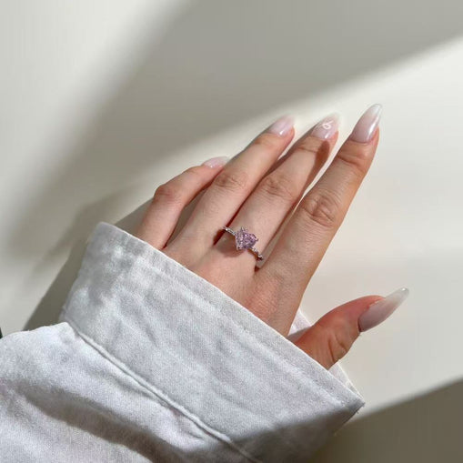 Bague en argent sterling coeur d'amour précieux