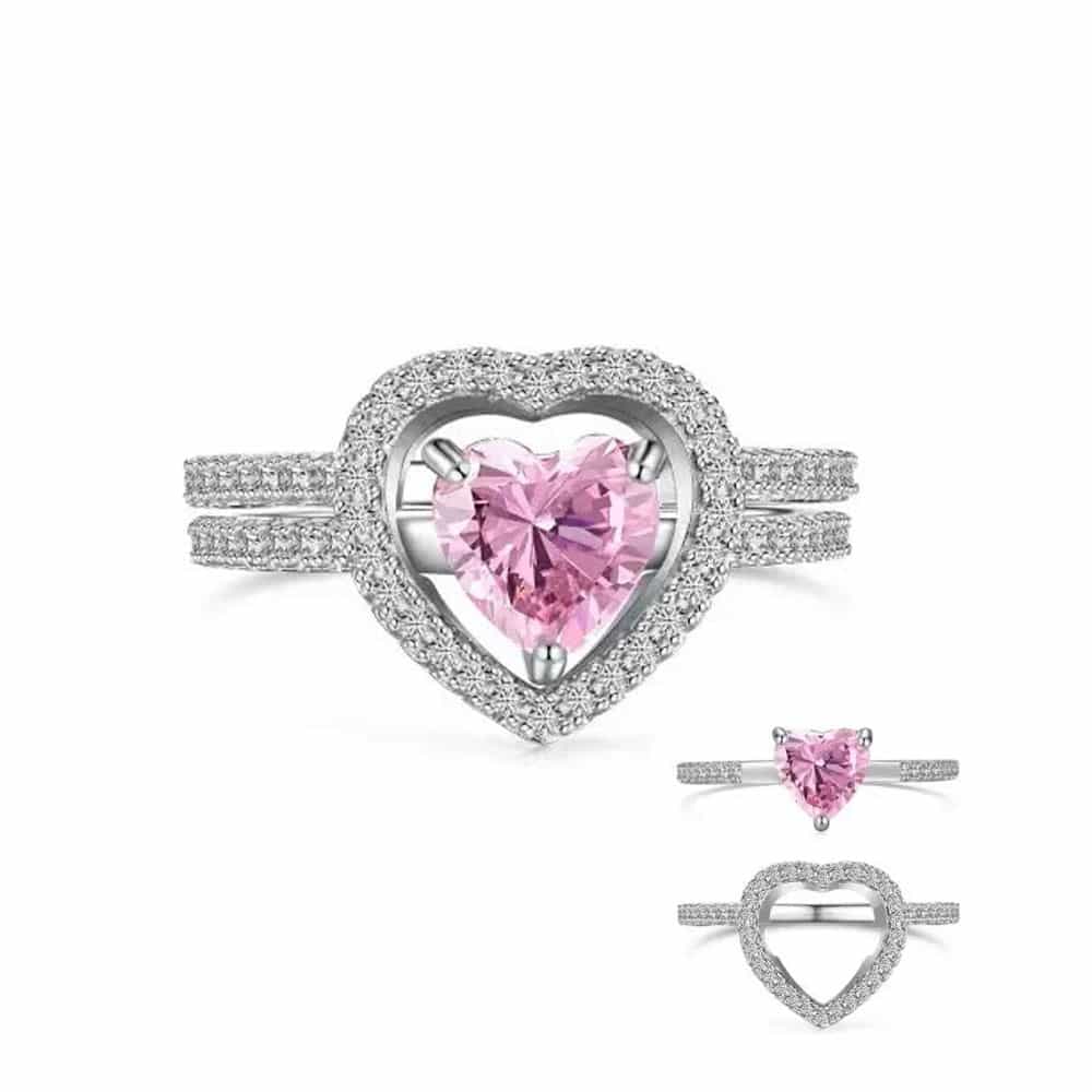 Bague coeur en argent sterling inséparable