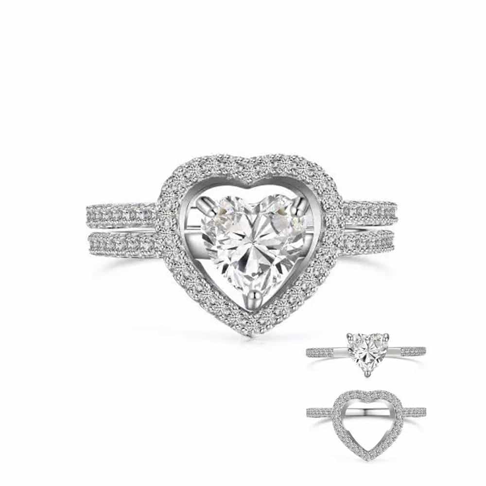 Bague coeur en argent sterling inséparable