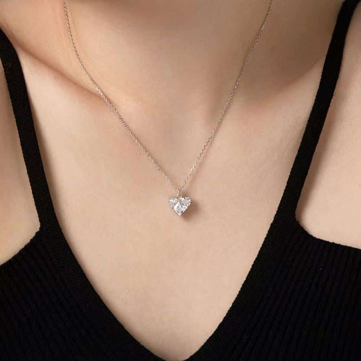 Collier en argent sterling avec pendentif en forme de cœur et zircon