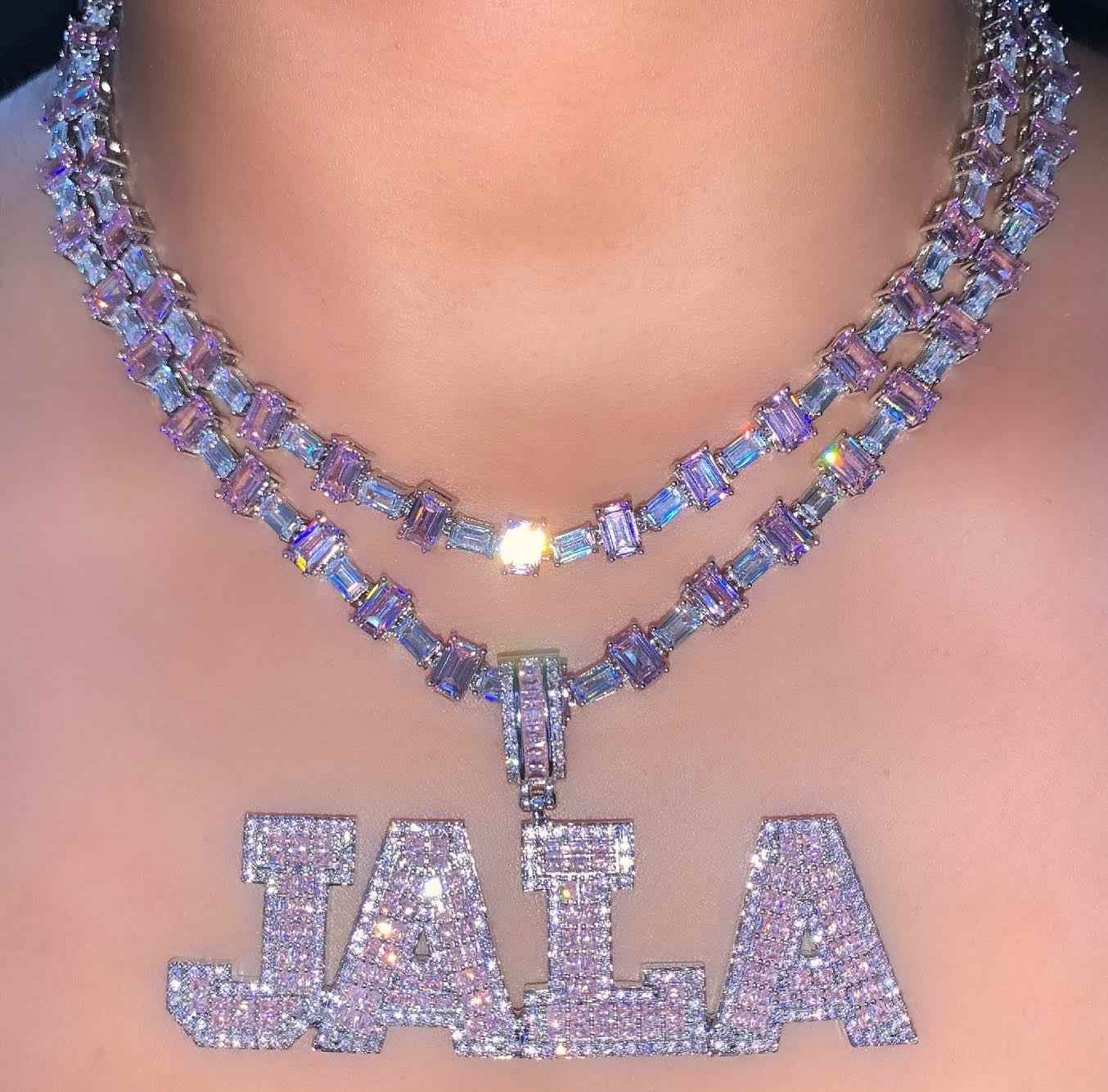 Collier tennis taille émeraude