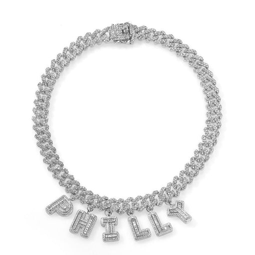 Collier chaîne cubaine lettre sur mesure 12MM