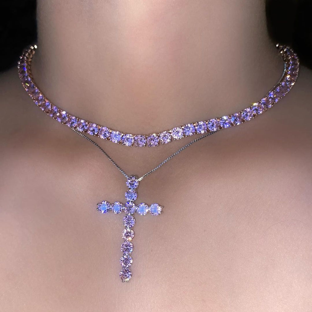 Collier Tennis Zircon Rose 4MM