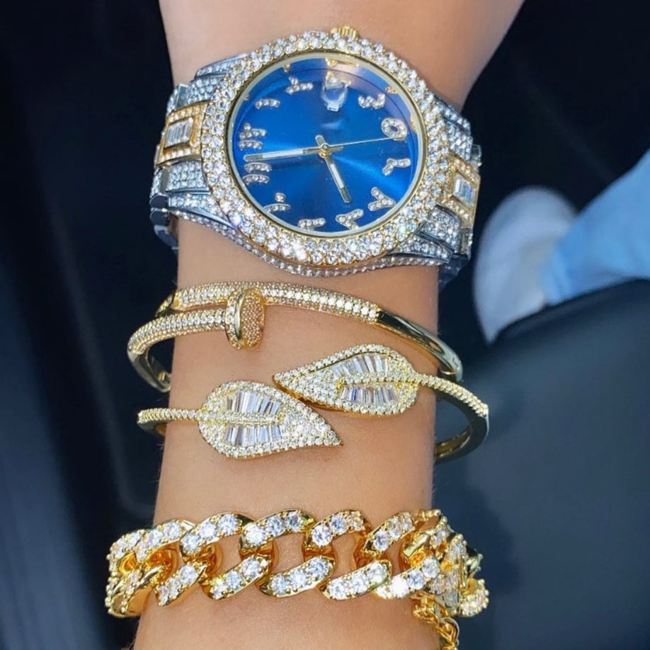 Montre Cadran Arabe Bleu