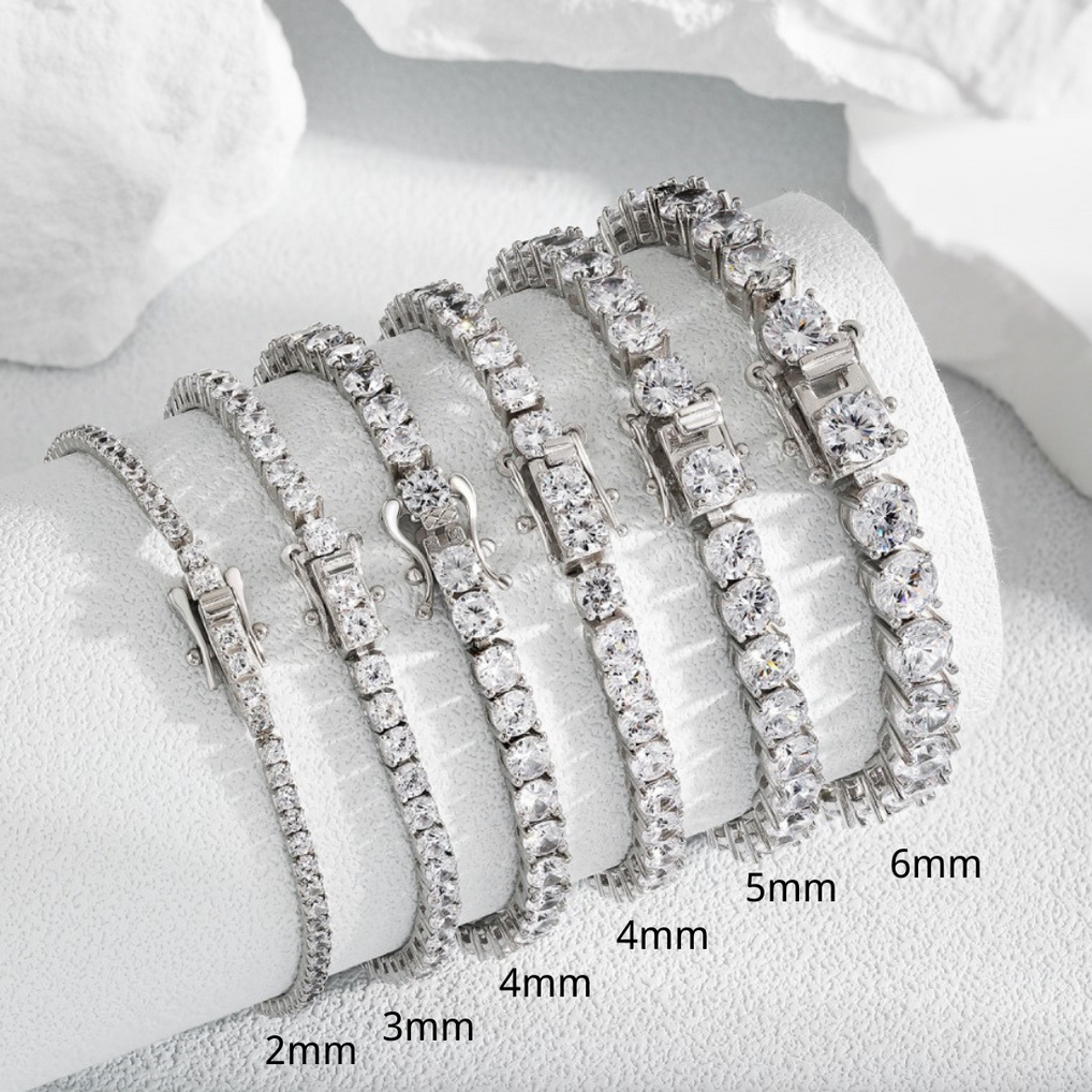 Bracelet de tennis en argent sterling véritable 