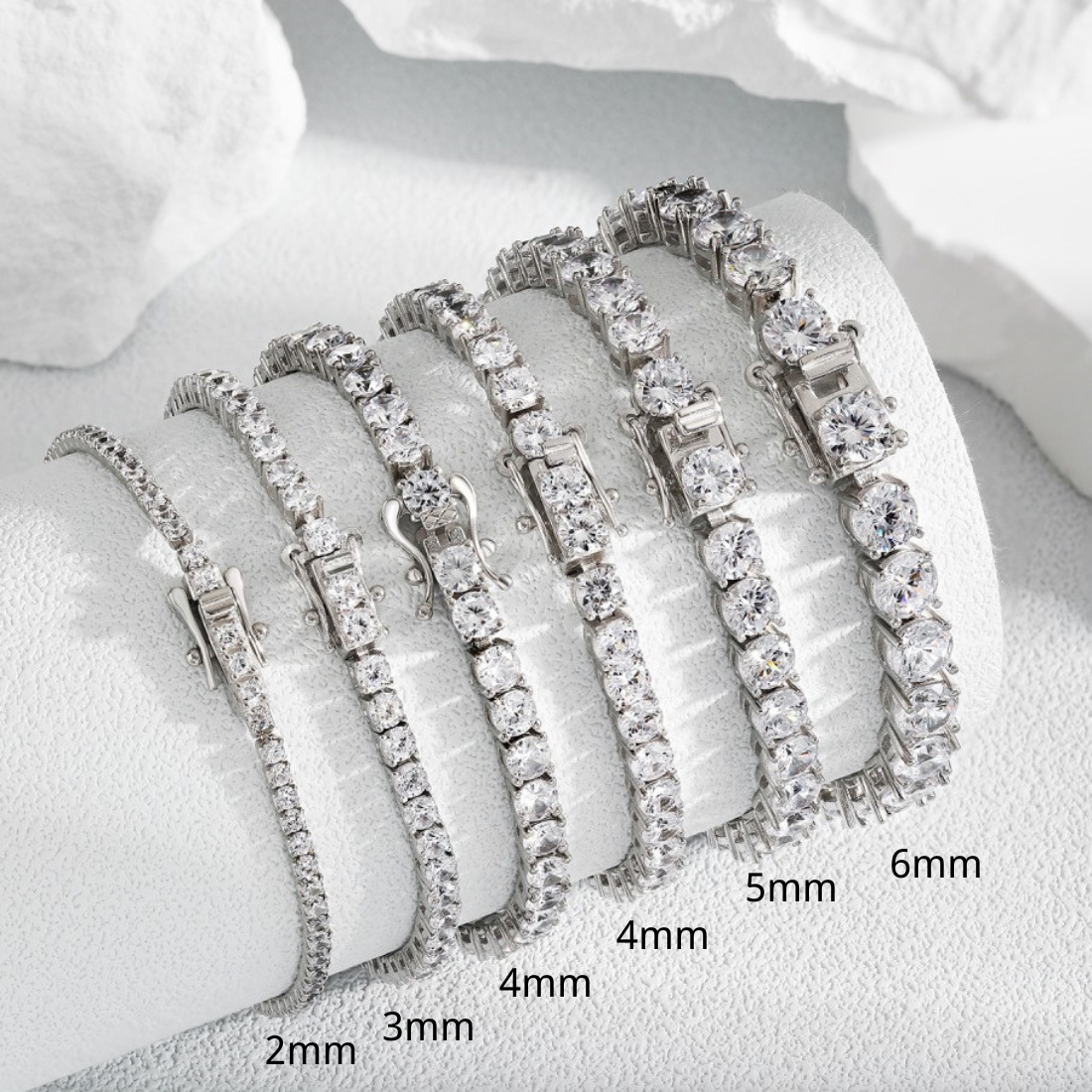 Bracelet de tennis en argent sterling véritable 