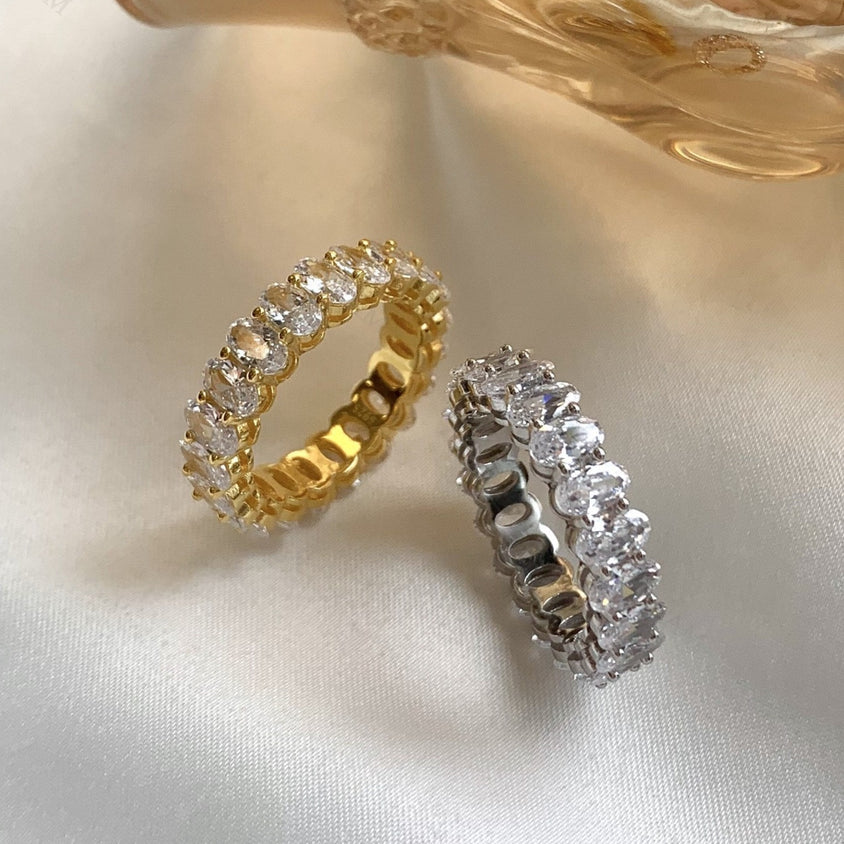 Banda de anillo de plata esterlina Luna